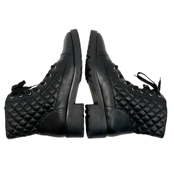 Nanette Lepore Idalia Black Quilted Combat Boots Lugg Sole Women’s 10 - Picture 10 of 14